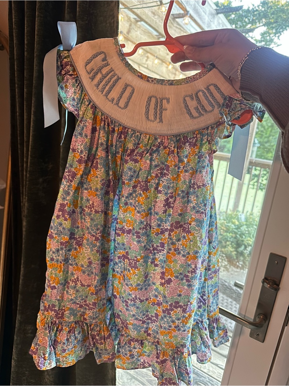 Floral Smocked Girls "Child of God" Casual Dress